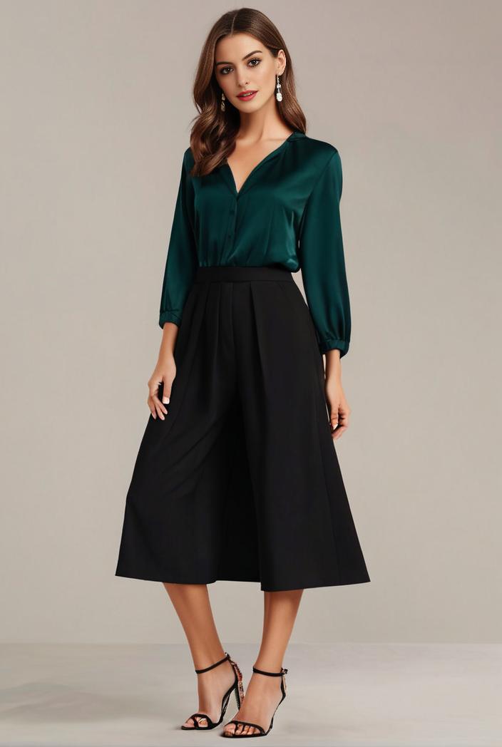 chiffon v neck long sleeves elastic band midi wedding guest dress 119058