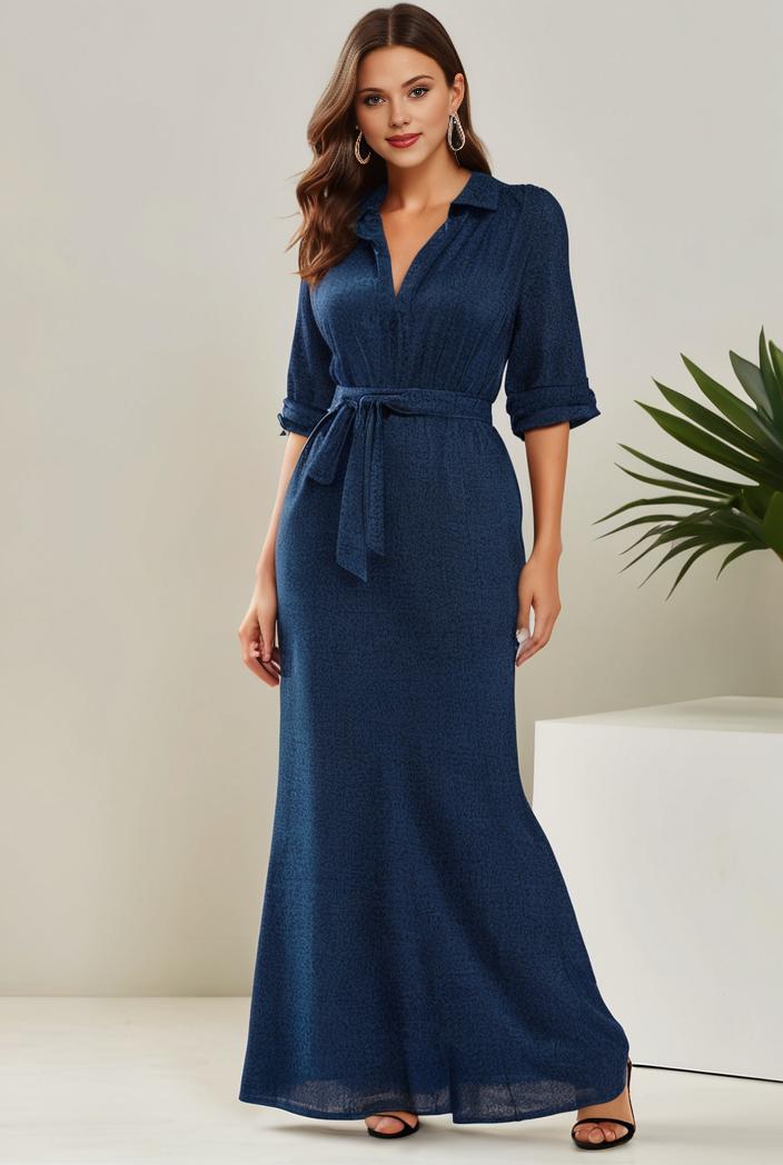 3 4 sleeve bodycon plunging back sequin evening dress 149244