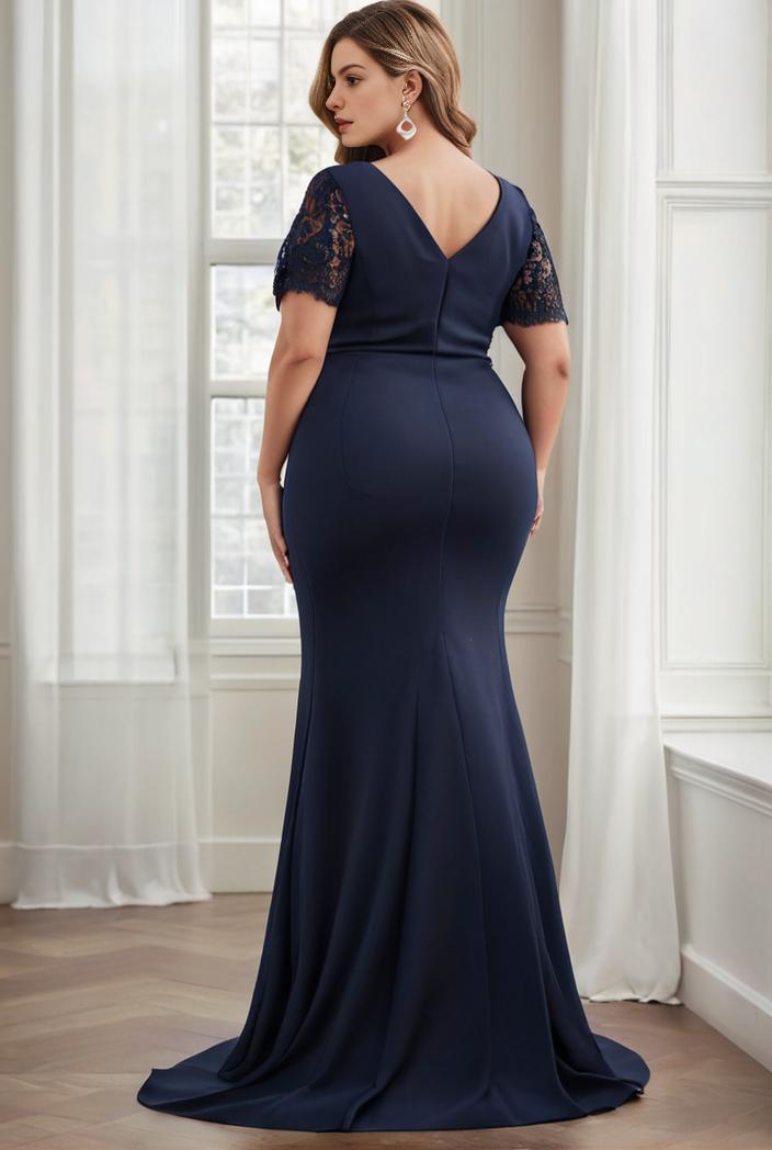 deep v neck sequin short sleeve high side front slit mother of the bride dress 120428