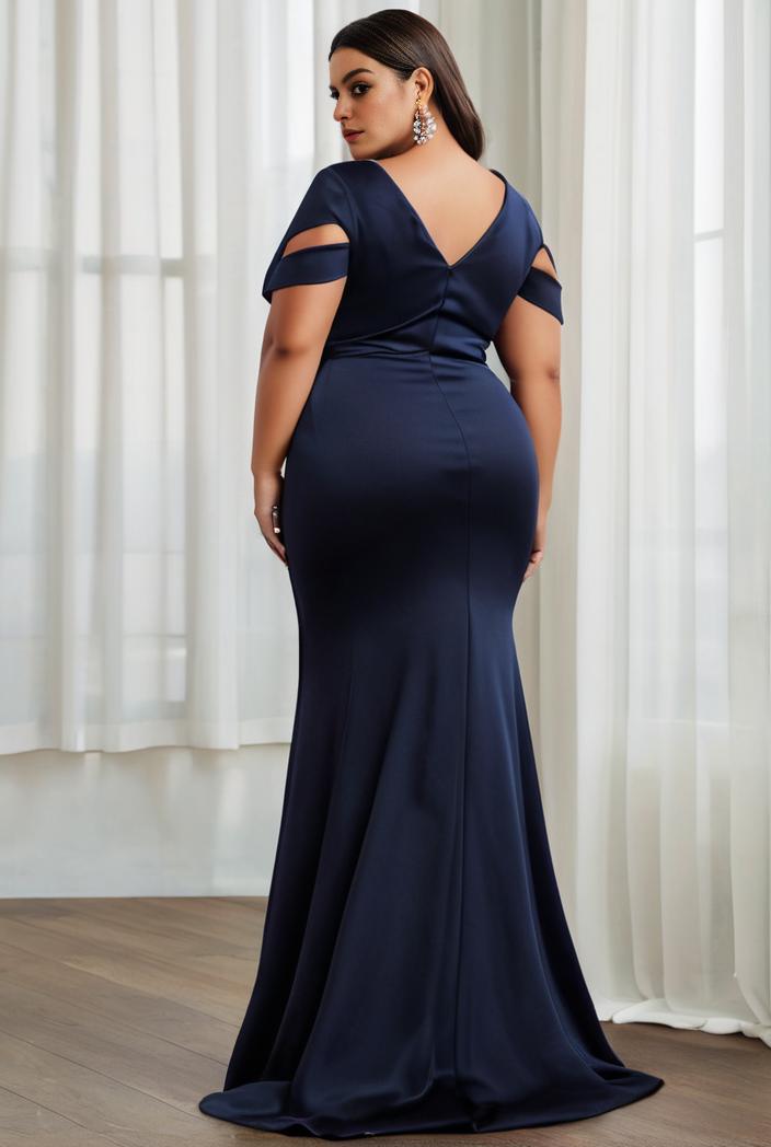 deep v neck sequin short sleeve high side front slit mother of the bride dress 120429