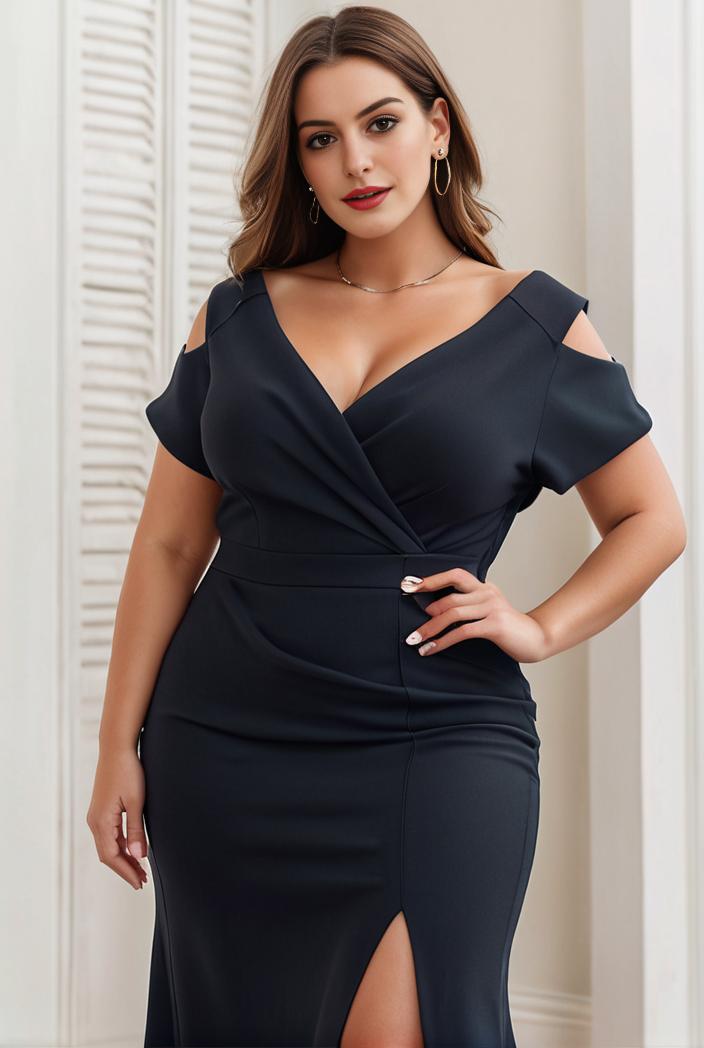 deep v neck sequin short sleeve high side front slit mother of the bride dress 120434