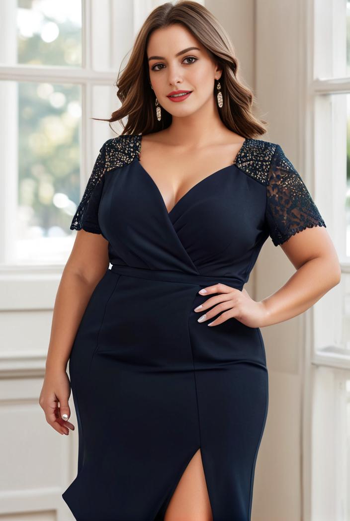 deep v neck sequin short sleeve high side front slit mother of the bride dress 120439