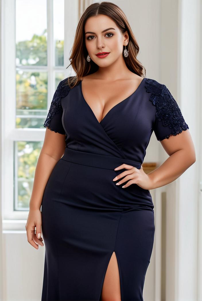 deep v neck sequin short sleeve high side front slit mother of the bride dress 120438