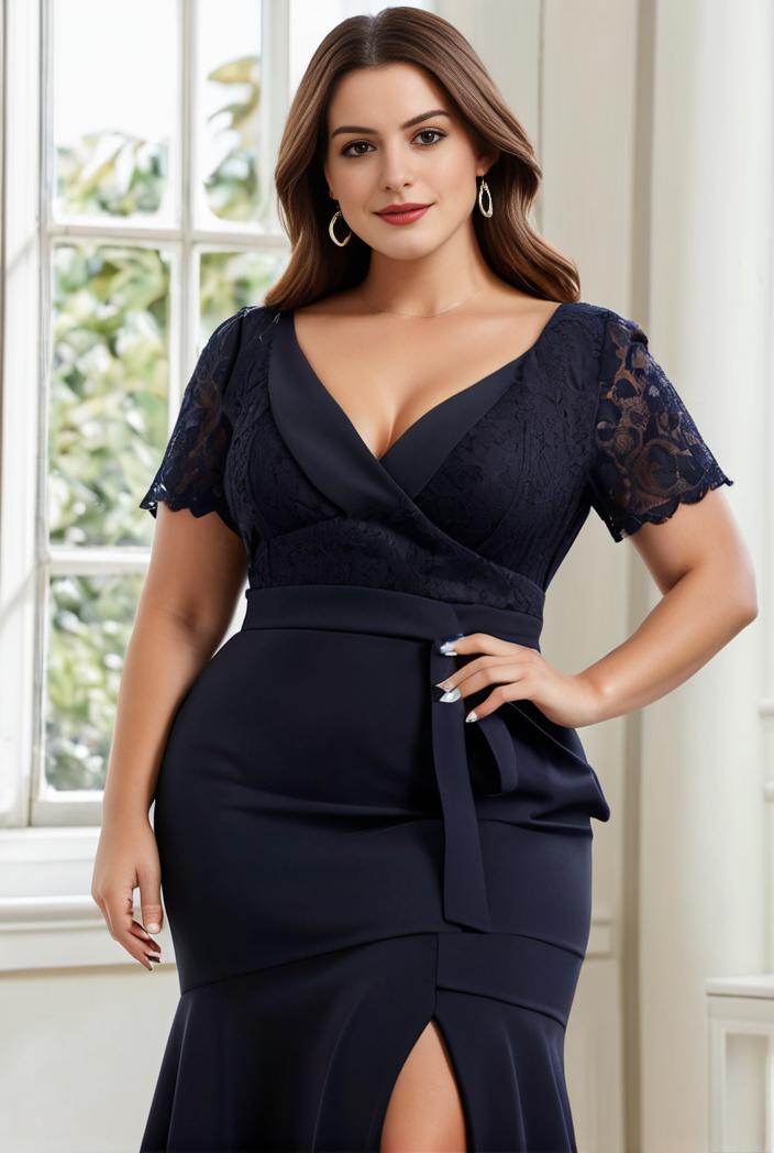 deep v neck sequin short sleeve high side front slit mother of the bride dress 120436