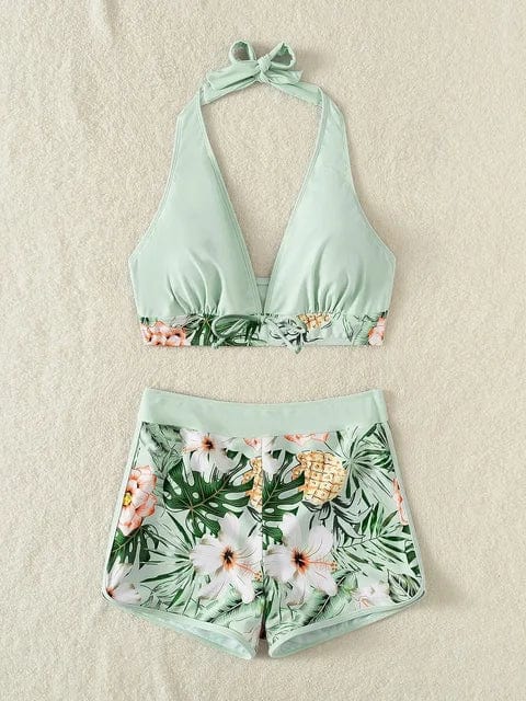 New Women's Bikini Sexy Split High Waist Swimsuit Lace Printed Solid Color Swimwear Women Bathing Suit