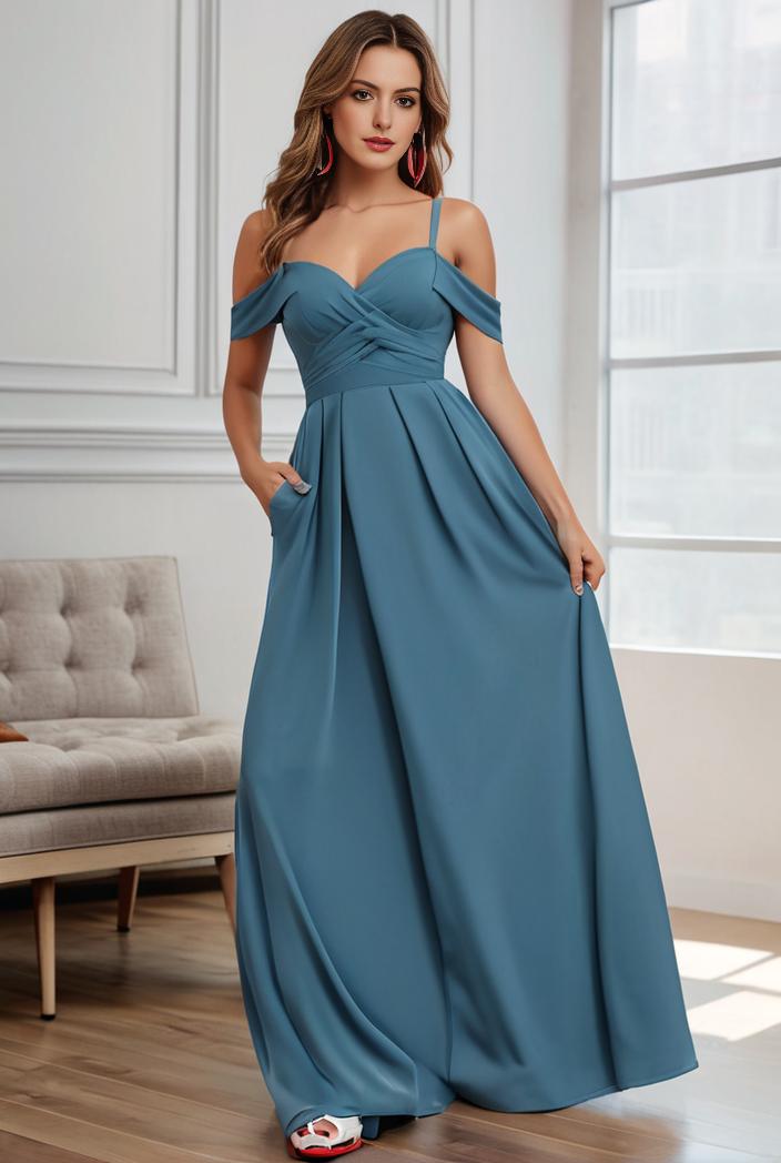 off shoulder spaghetti strap a line maternity dress 125571