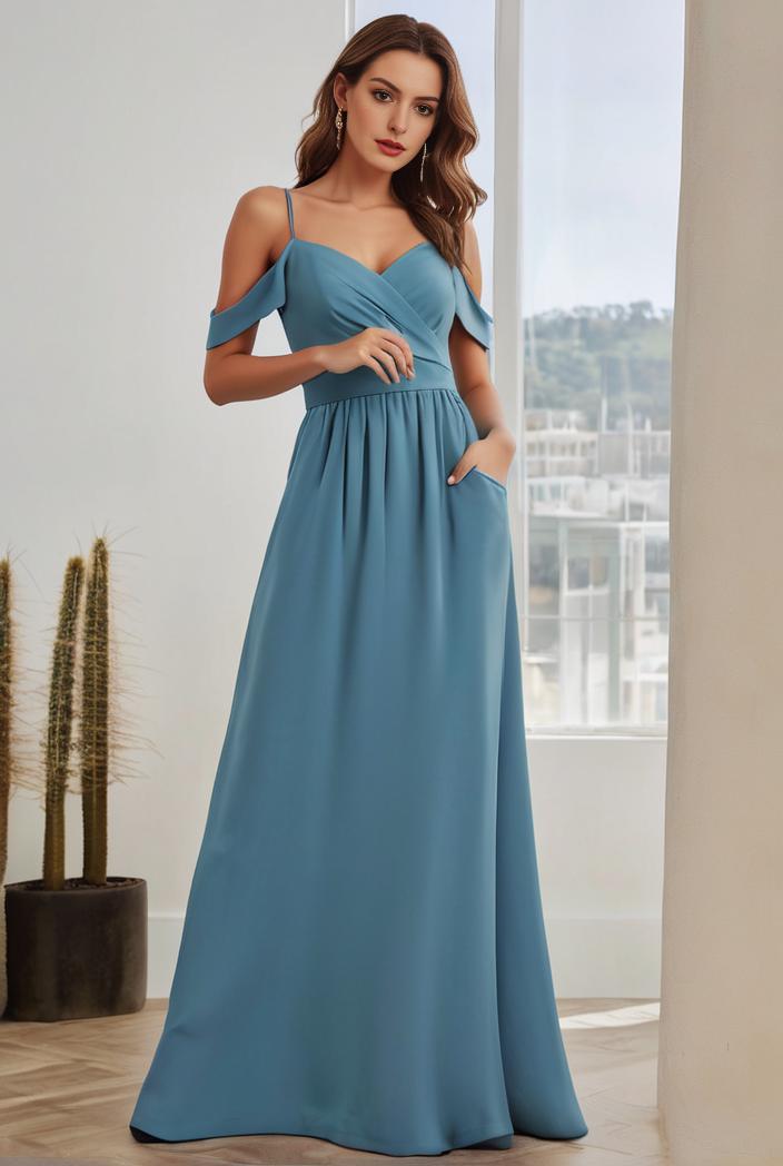 off shoulder spaghetti strap a line maternity dress 125578