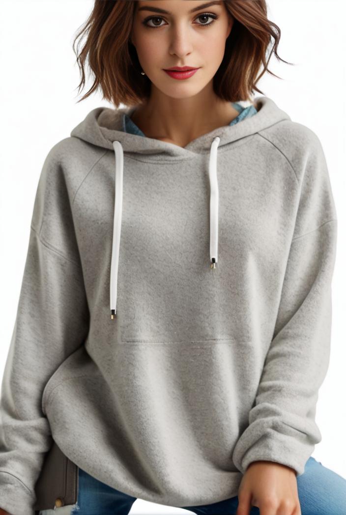 plus size casual hoodie women s plus solid ribbed long sleeve slight stretch hoodie drawstring sweatshirt 126875