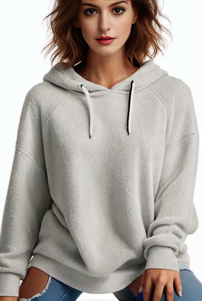 plus size casual hoodie women s plus solid ribbed long sleeve slight stretch hoodie drawstring sweatshirt 126877