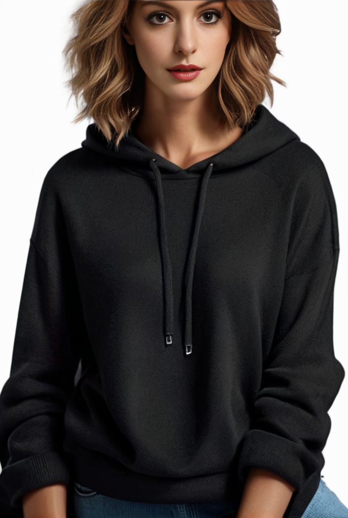 plus size casual hoodie women s plus solid ribbed long sleeve slight stretch hoodie drawstring sweatshirt 126882