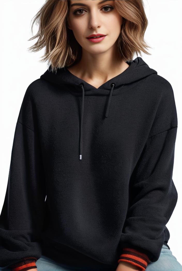 plus size casual hoodie women s plus solid ribbed long sleeve slight stretch hoodie drawstring sweatshirt 126888