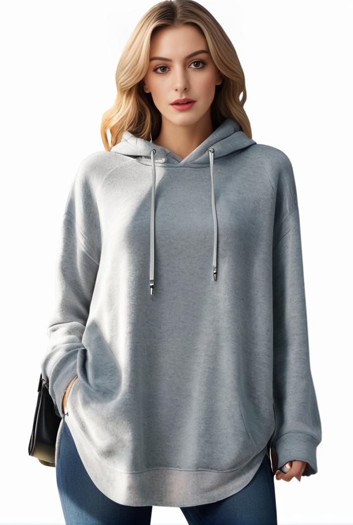 plus size casual hoodie women s plus solid ribbed long sleeve slight stretch hoodie drawstring sweatshirt 126906