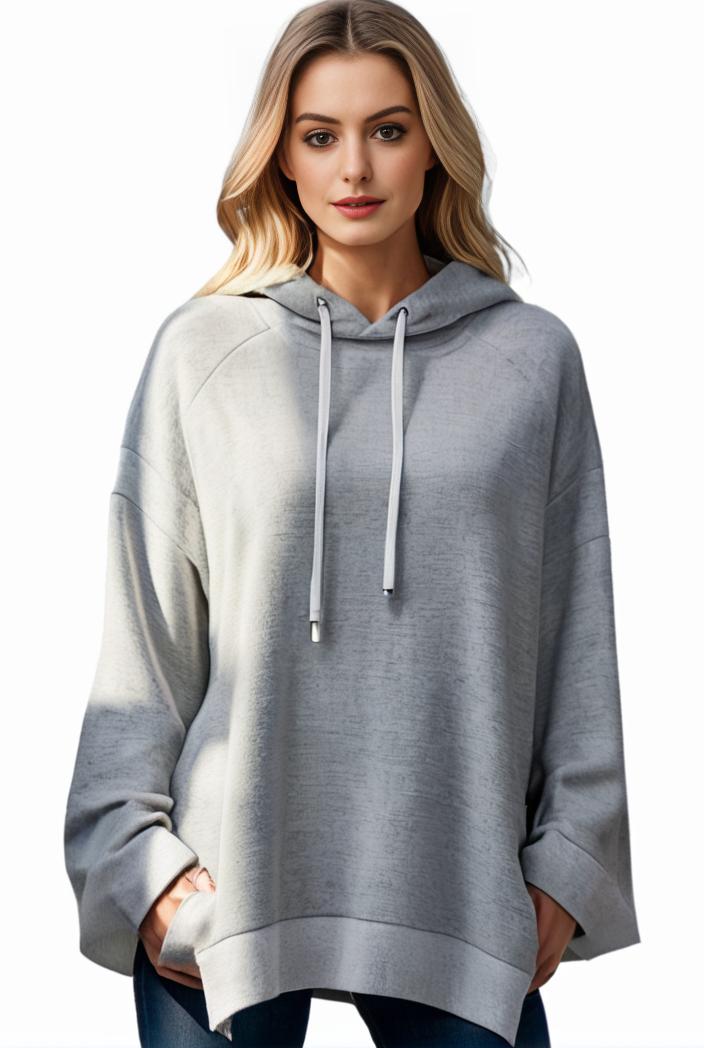 plus size casual hoodie women s plus solid ribbed long sleeve slight stretch hoodie drawstring sweatshirt 126910