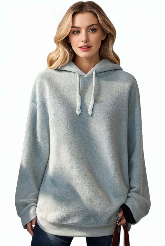 plus size casual hoodie women s plus solid ribbed long sleeve slight stretch hoodie drawstring sweatshirt 126911
