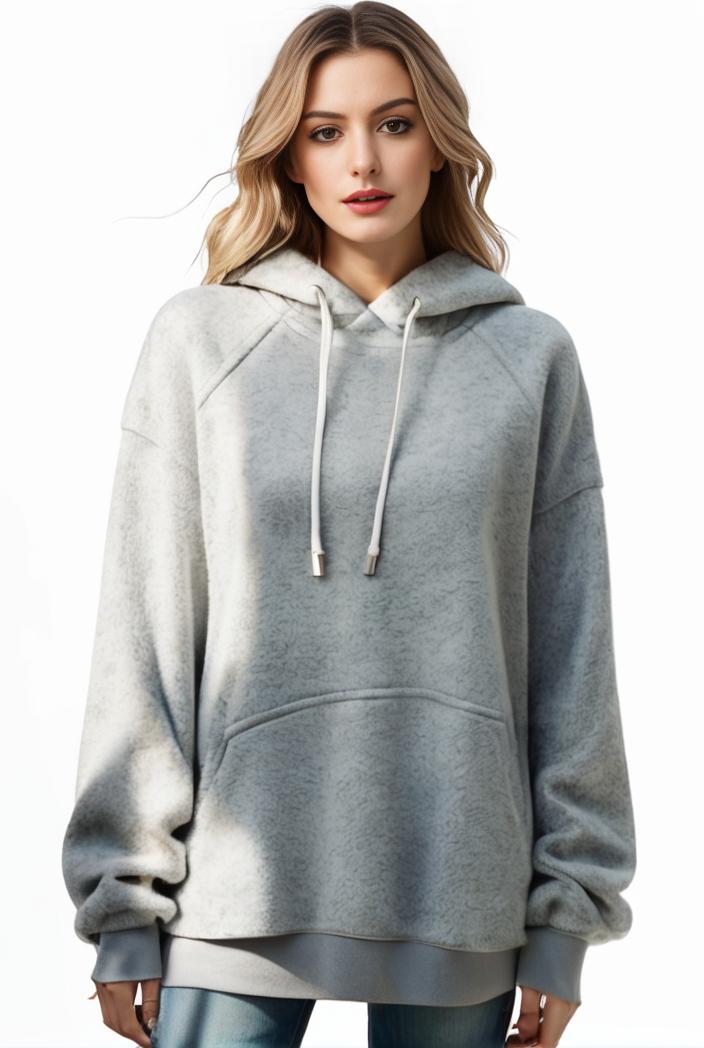 plus size casual hoodie women s plus solid ribbed long sleeve slight stretch hoodie drawstring sweatshirt 126912