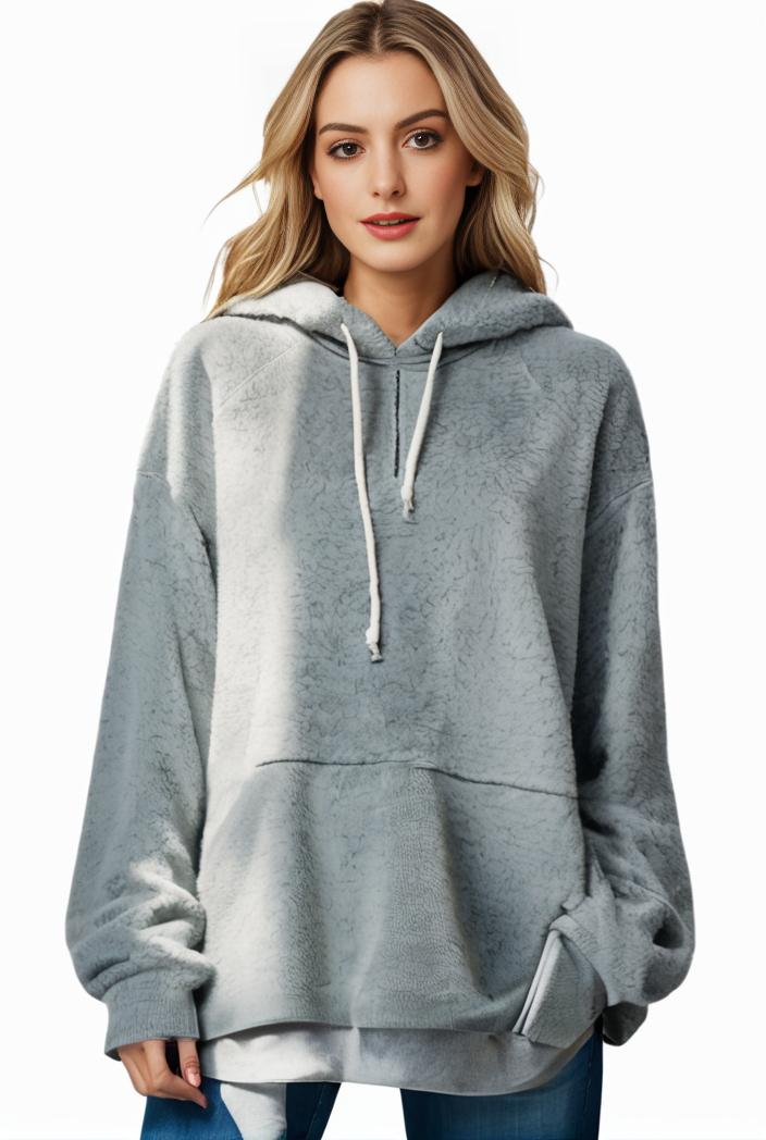 plus size casual hoodie women s plus solid ribbed long sleeve slight stretch hoodie drawstring sweatshirt 126913