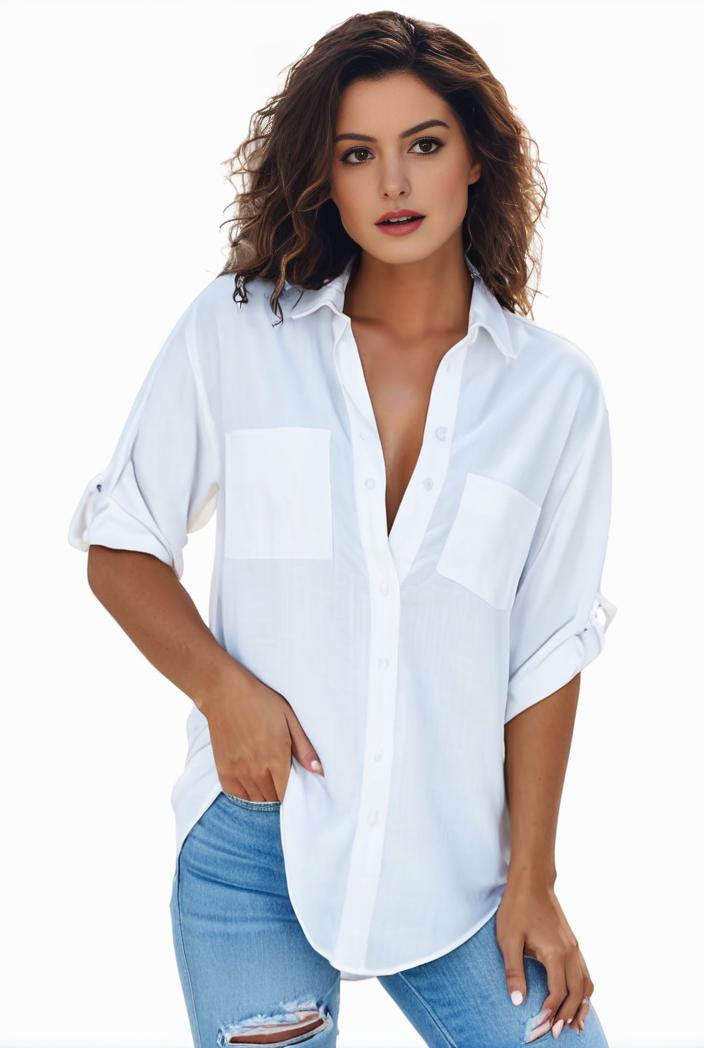 plus size formal shirt women s plus plain long sleeve turn down collar button up workwear shirt 127508