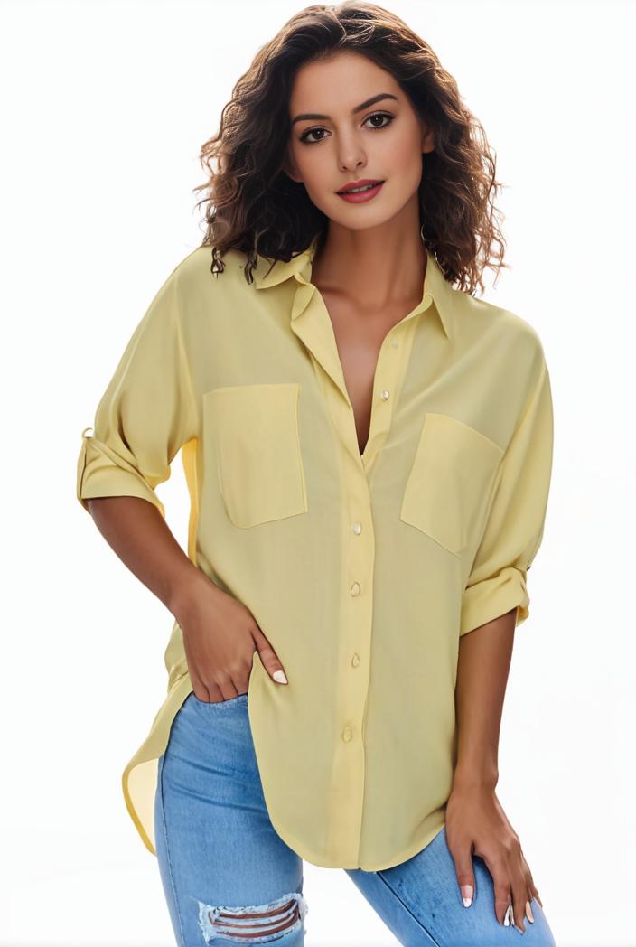 plus size formal shirt women s plus plain long sleeve turn down collar button up workwear shirt 127516