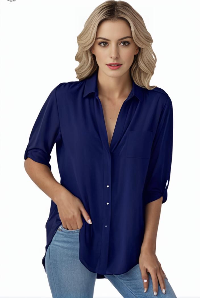 plus size formal shirt women s plus plain long sleeve turn down collar button up workwear shirt 127521