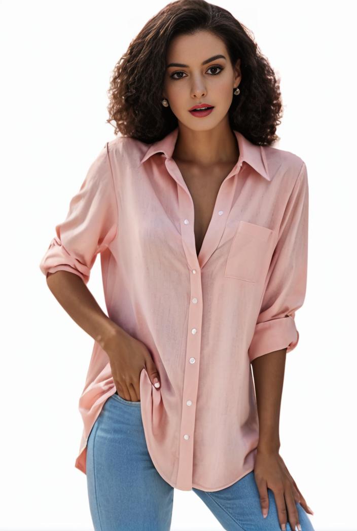 plus size formal shirt women s plus plain long sleeve turn down collar button up workwear shirt 127538