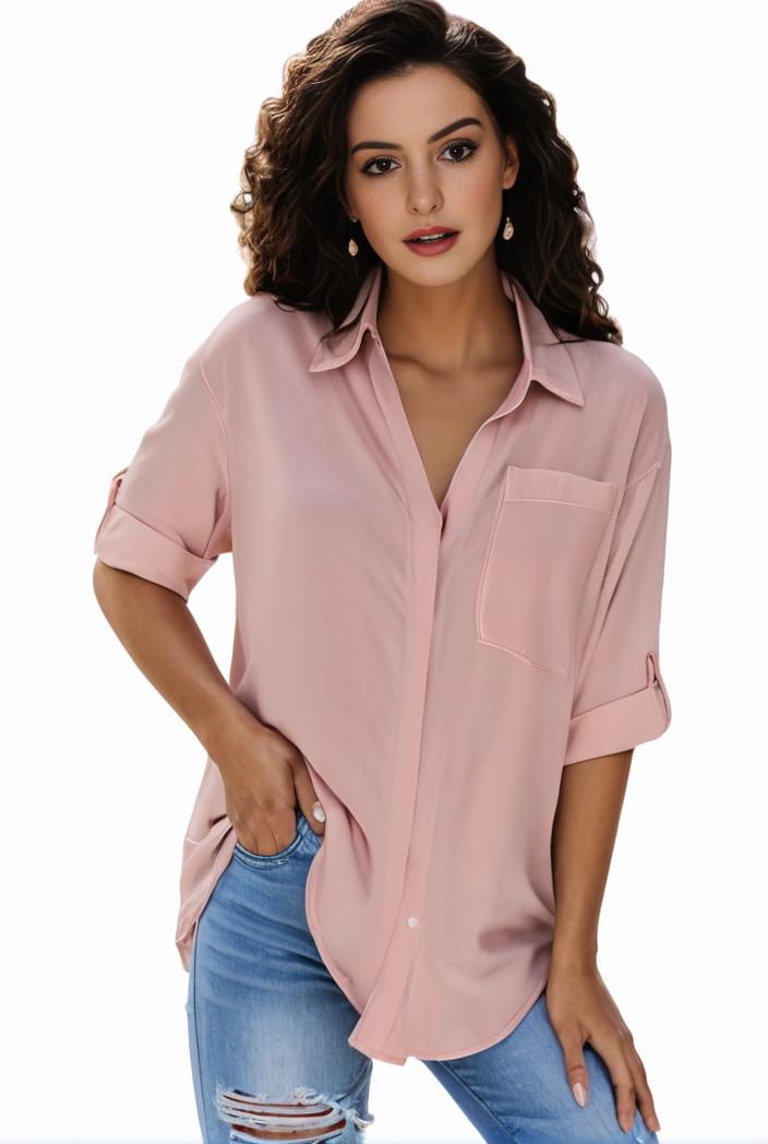 plus size formal shirt women s plus plain long sleeve turn down collar button up workwear shirt 127539