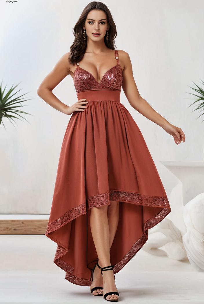 sleeveless v back tulle high low sequin appliques evening dresses 133622