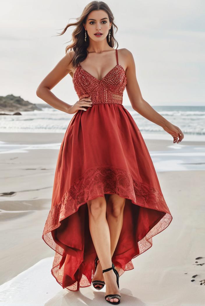 sleeveless v back tulle high low sequin appliques evening dresses 133627