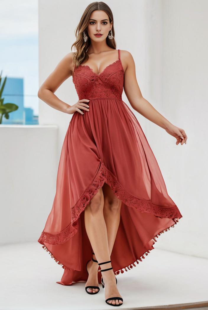 sleeveless v back tulle high low sequin appliques evening dresses 133629