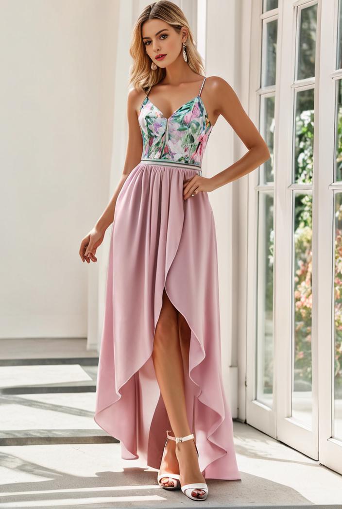 sleeveless v back tulle high low sequin appliques evening dresses 133631