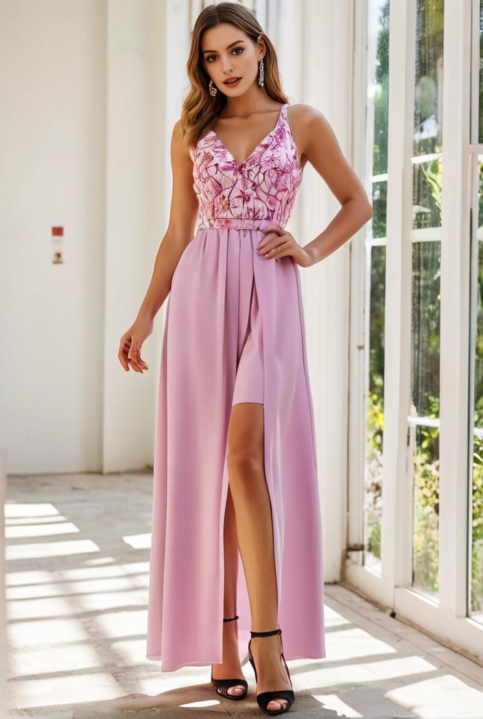 sleeveless v back tulle high low sequin appliques evening dresses 133634