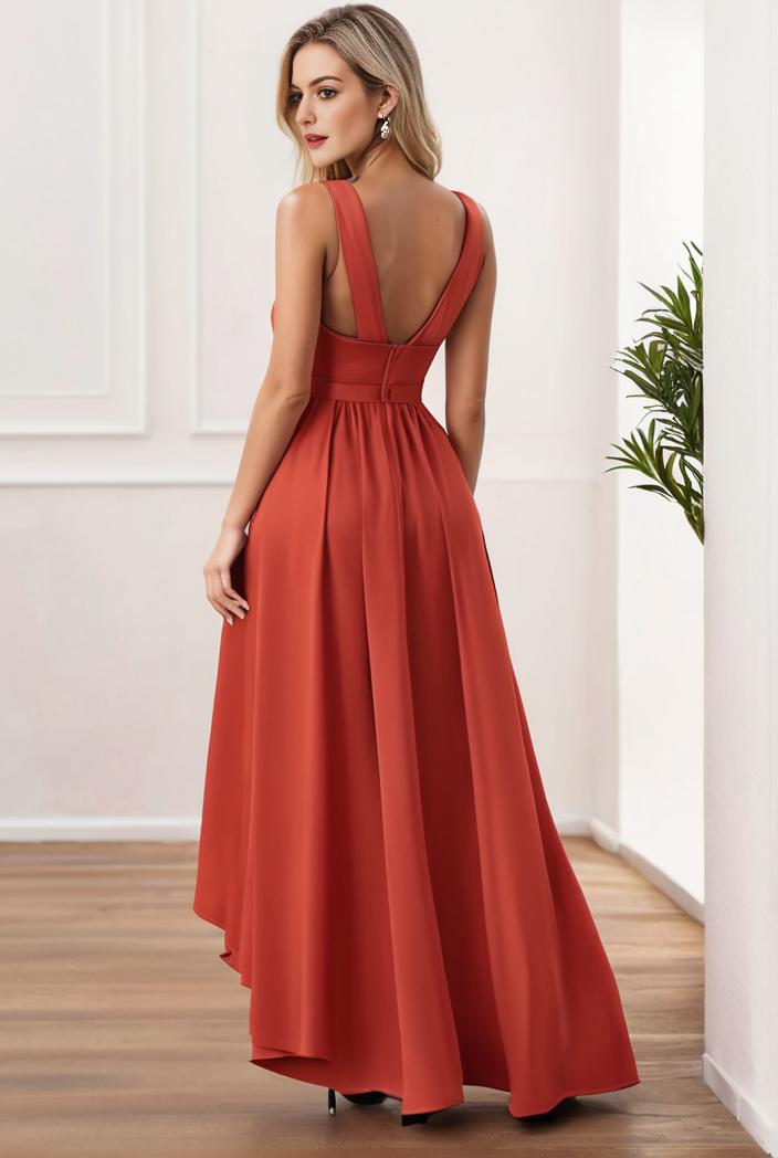sleeveless v back tulle high low sequin appliques evening dresses 133638