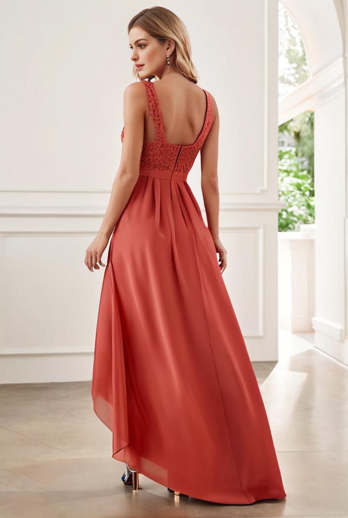 sleeveless v back tulle high low sequin appliques evening dresses 133641