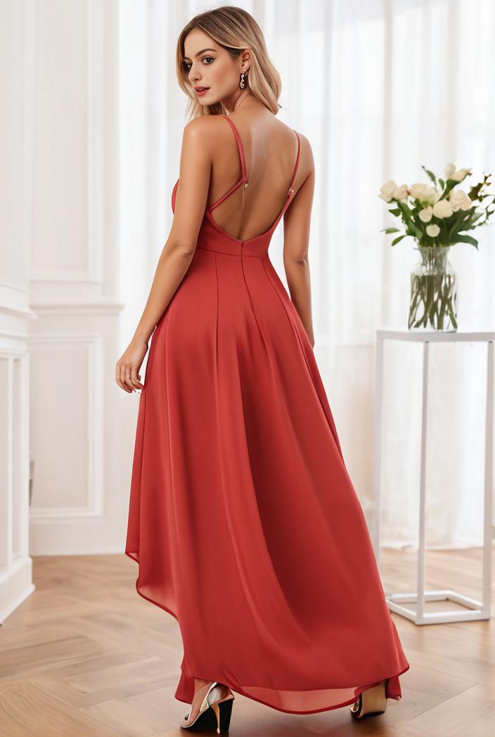 sleeveless v back tulle high low sequin appliques evening dresses 133644