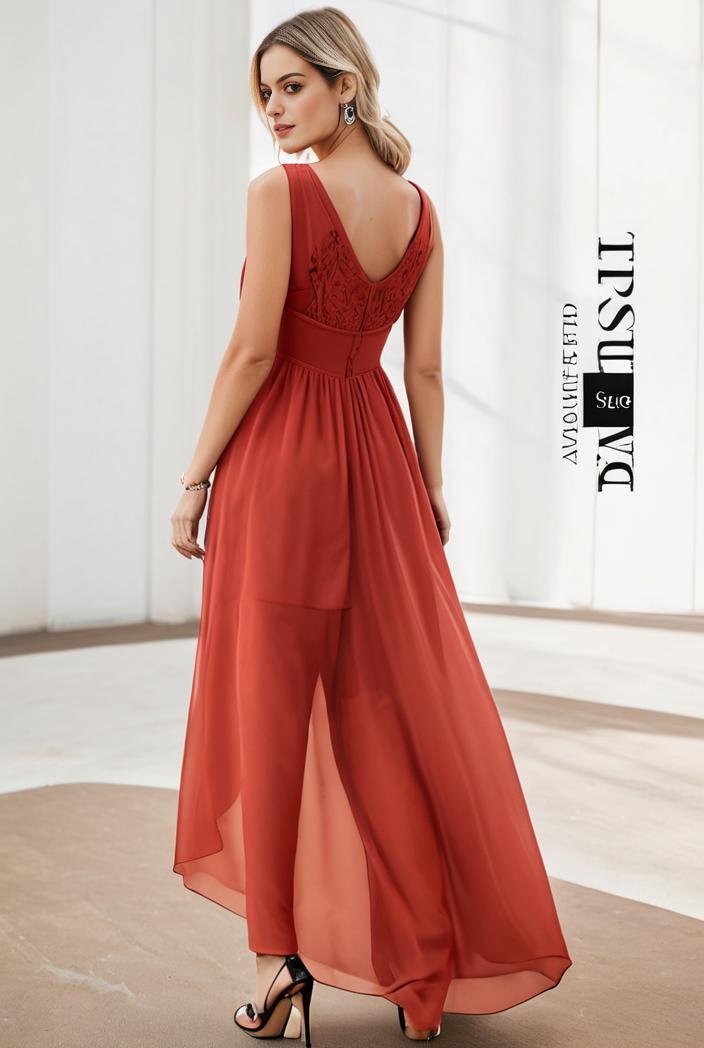 sleeveless v back tulle high low sequin appliques evening dresses 133645