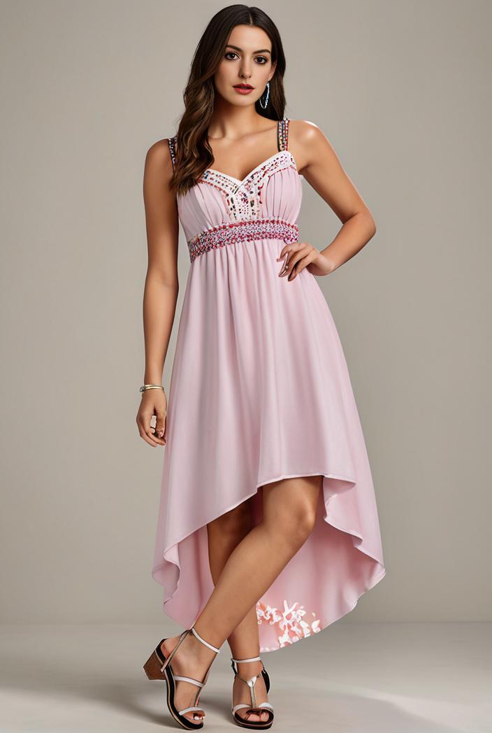 sleeveless v back tulle high low sequin appliques evening dresses 133650