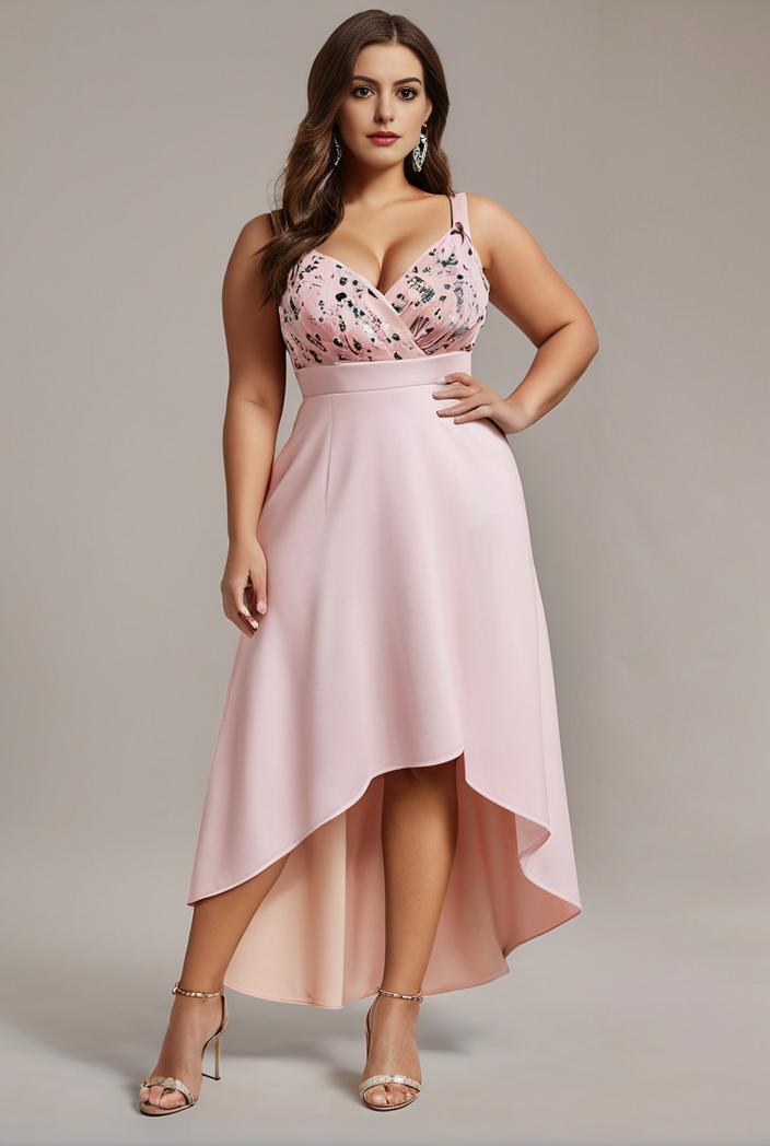 sleeveless v back tulle high low sequin appliques evening dresses 133653
