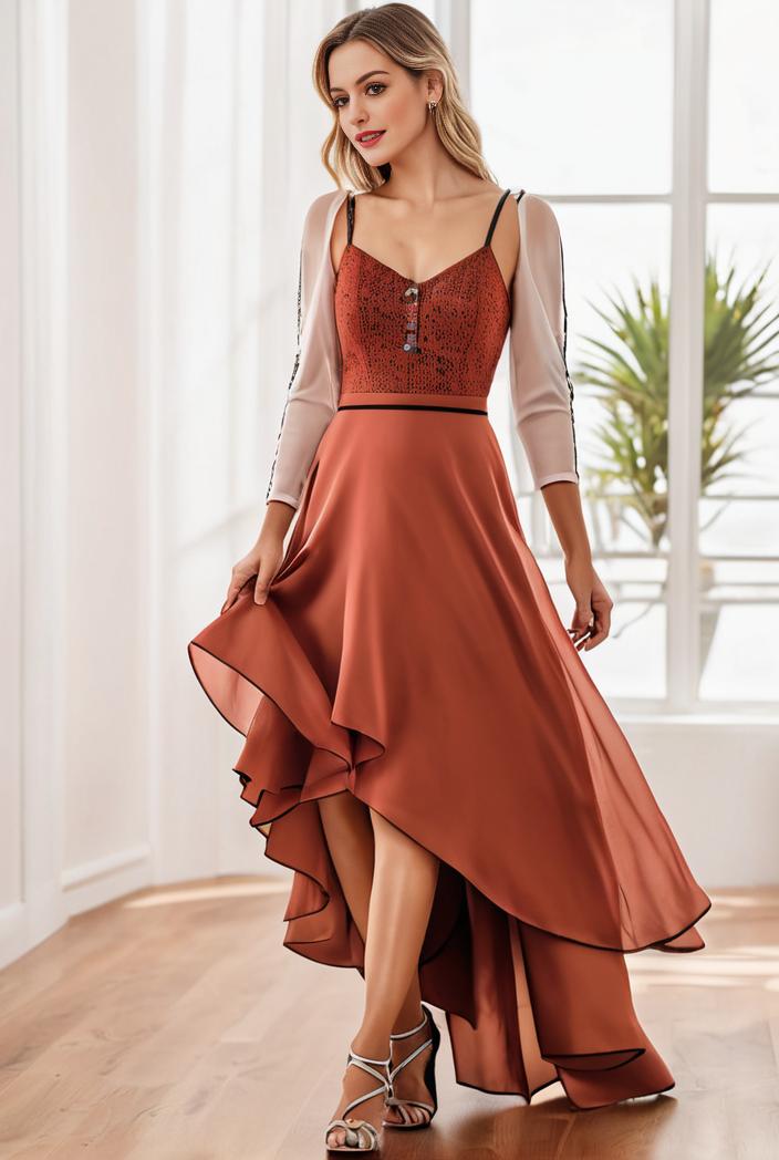 sleeveless v back tulle high low sequin appliques evening dresses 133668