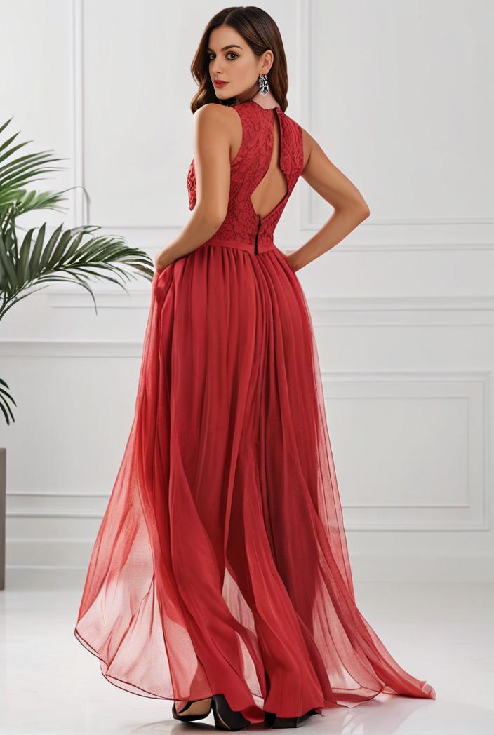 sleeveless v back tulle high low sequin appliques evening dresses 133690