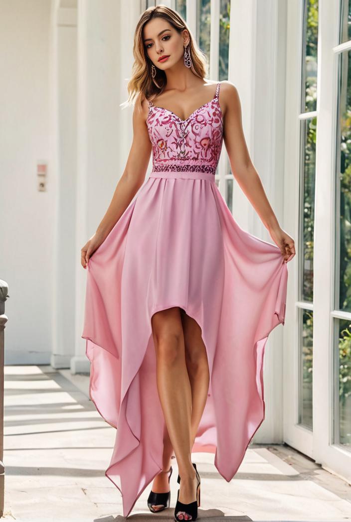 sleeveless v back tulle high low sequin appliques evening dresses 133722