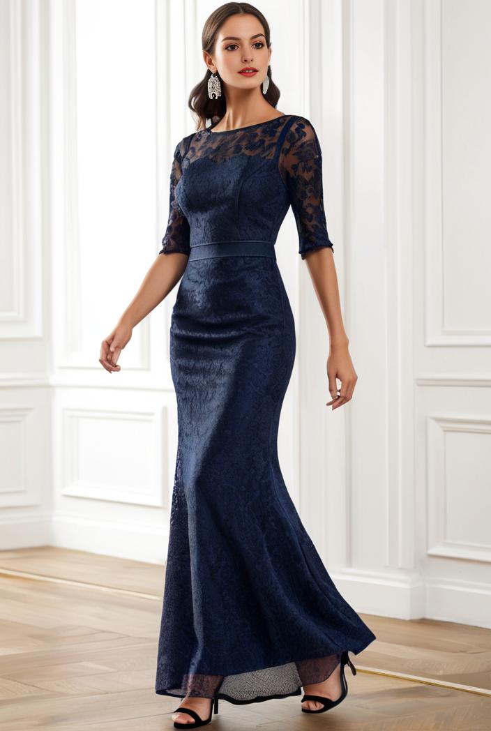 3 4 sleeve bodycon plunging back sequin evening dress 137493