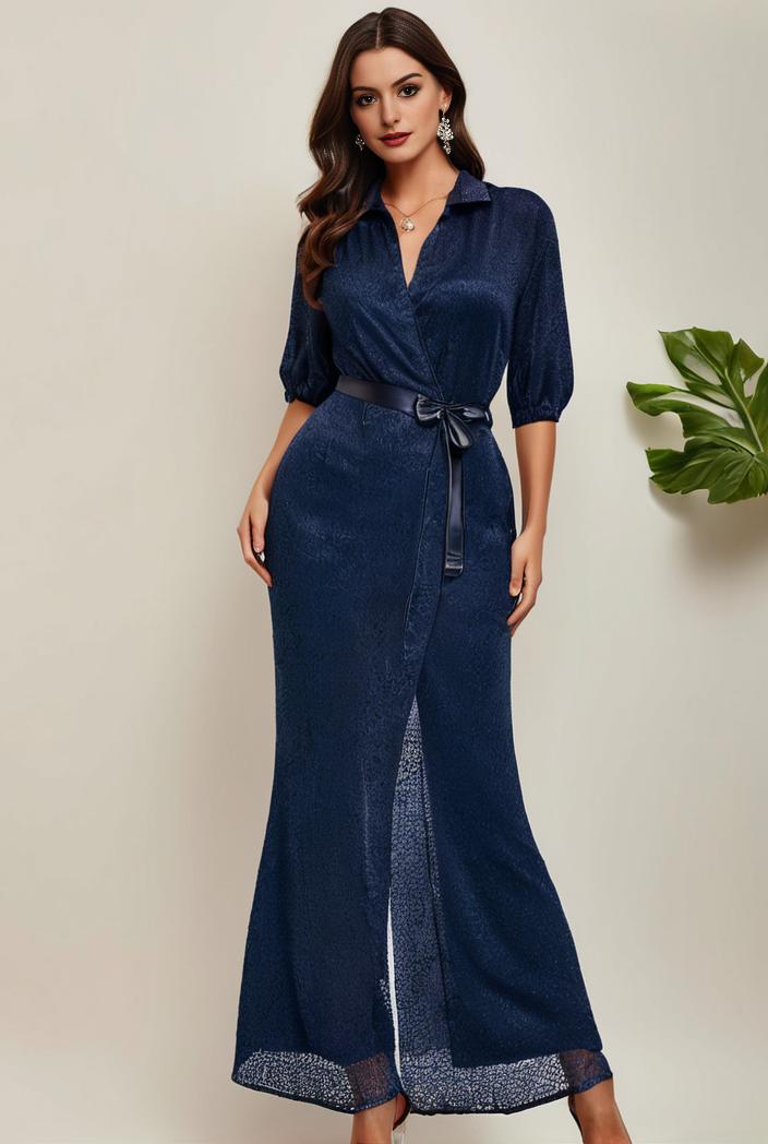 3 4 sleeve bodycon plunging back sequin evening dress 137494