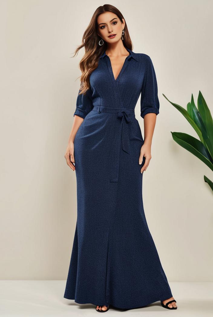 3 4 sleeve bodycon plunging back sequin evening dress 137495