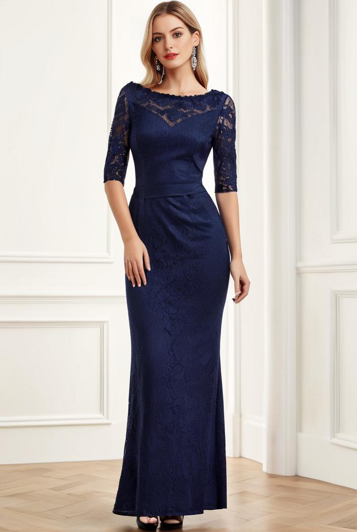 3 4 sleeve bodycon plunging back sequin evening dress 137515