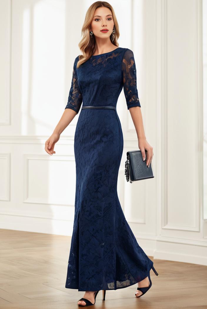 3 4 sleeve bodycon plunging back sequin evening dress 118074