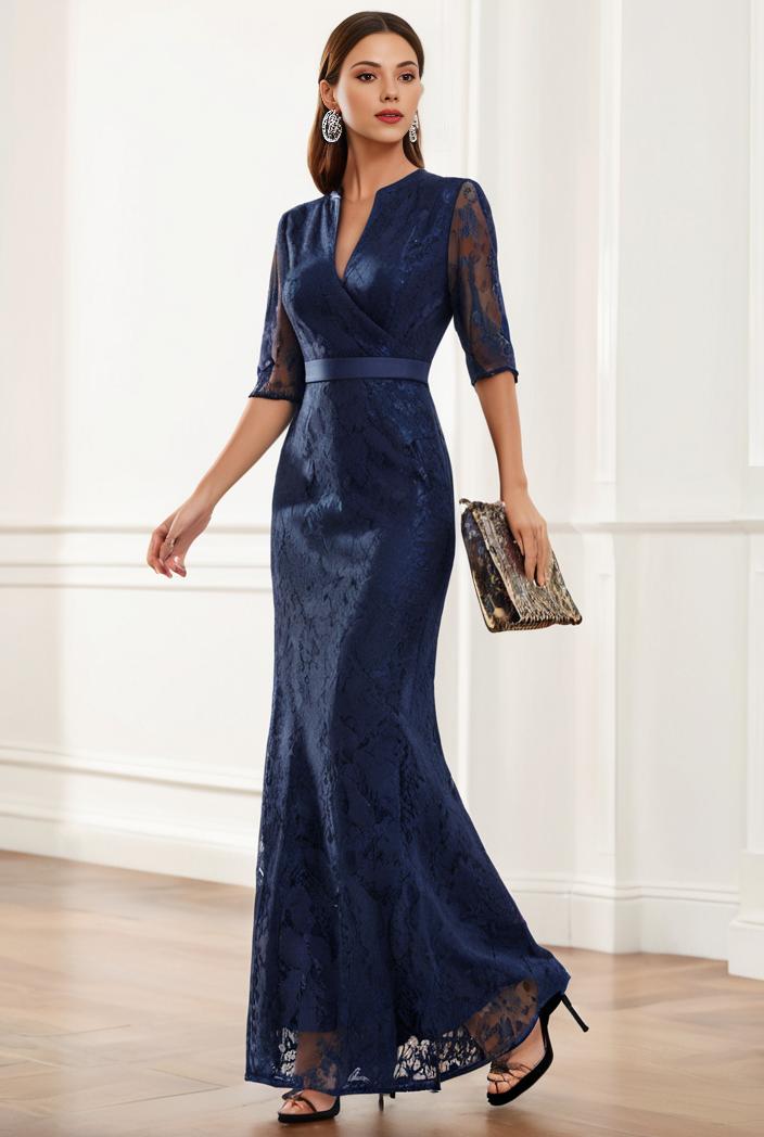 3 4 sleeve bodycon plunging back sequin evening dress 118076