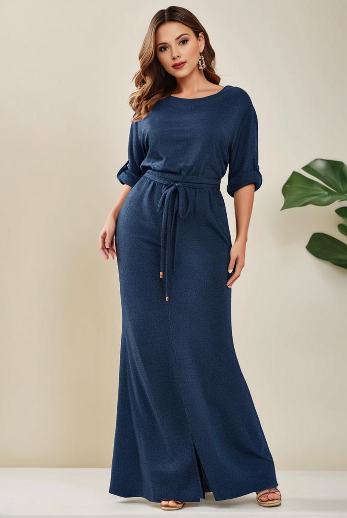 3 4 sleeve bodycon plunging back sequin evening dress 118081