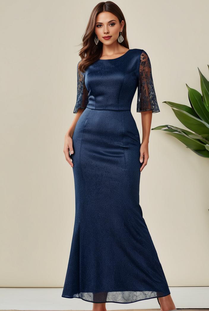 3 4 sleeve bodycon plunging back sequin evening dress 118082