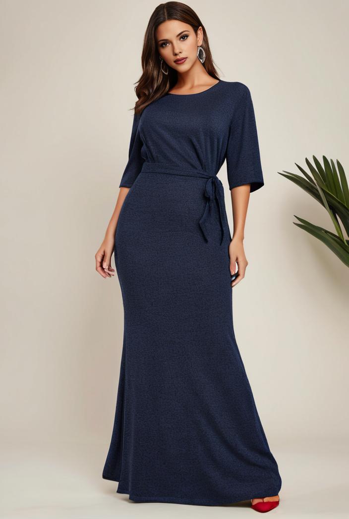 3 4 sleeve bodycon plunging back sequin evening dress 118083