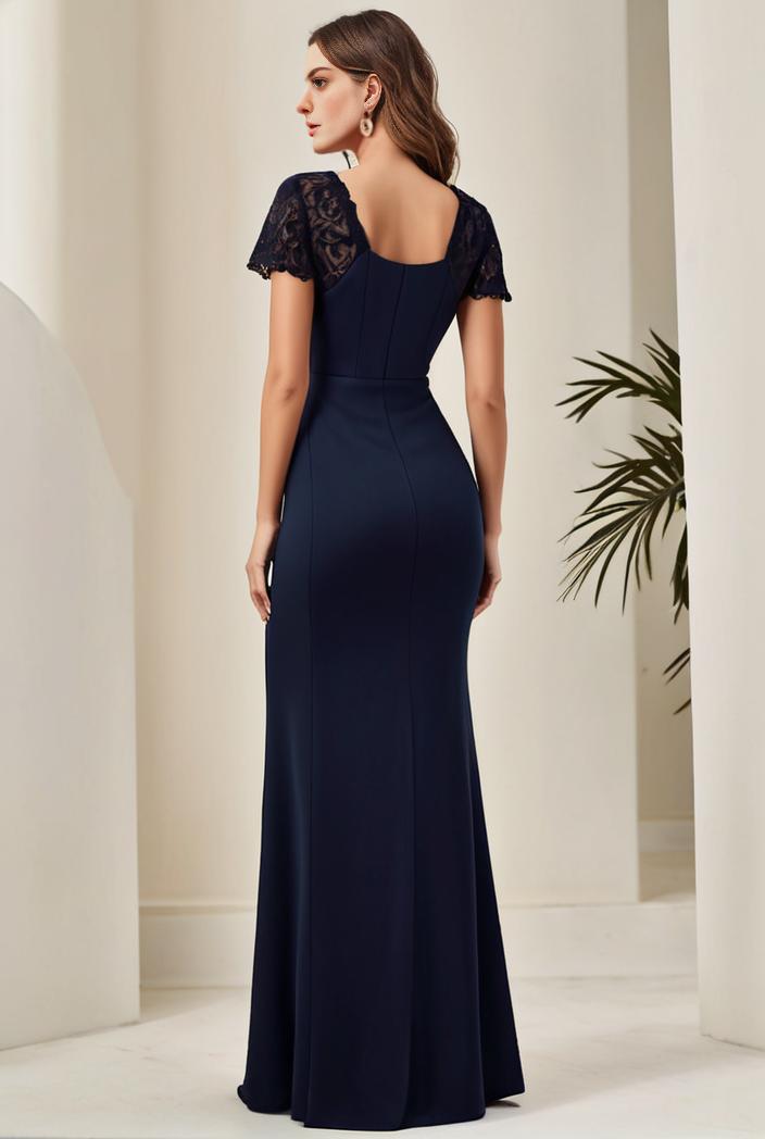 deep v neck sequin short sleeve high side front slit mother of the bride dress 139168