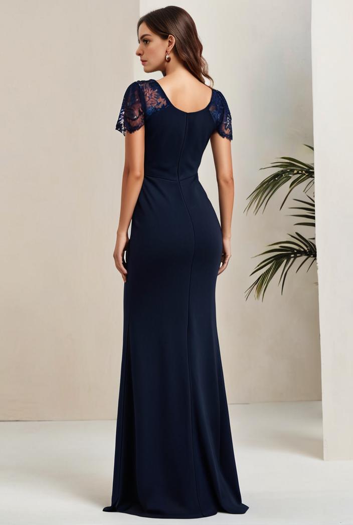 deep v neck sequin short sleeve high side front slit mother of the bride dress 139171